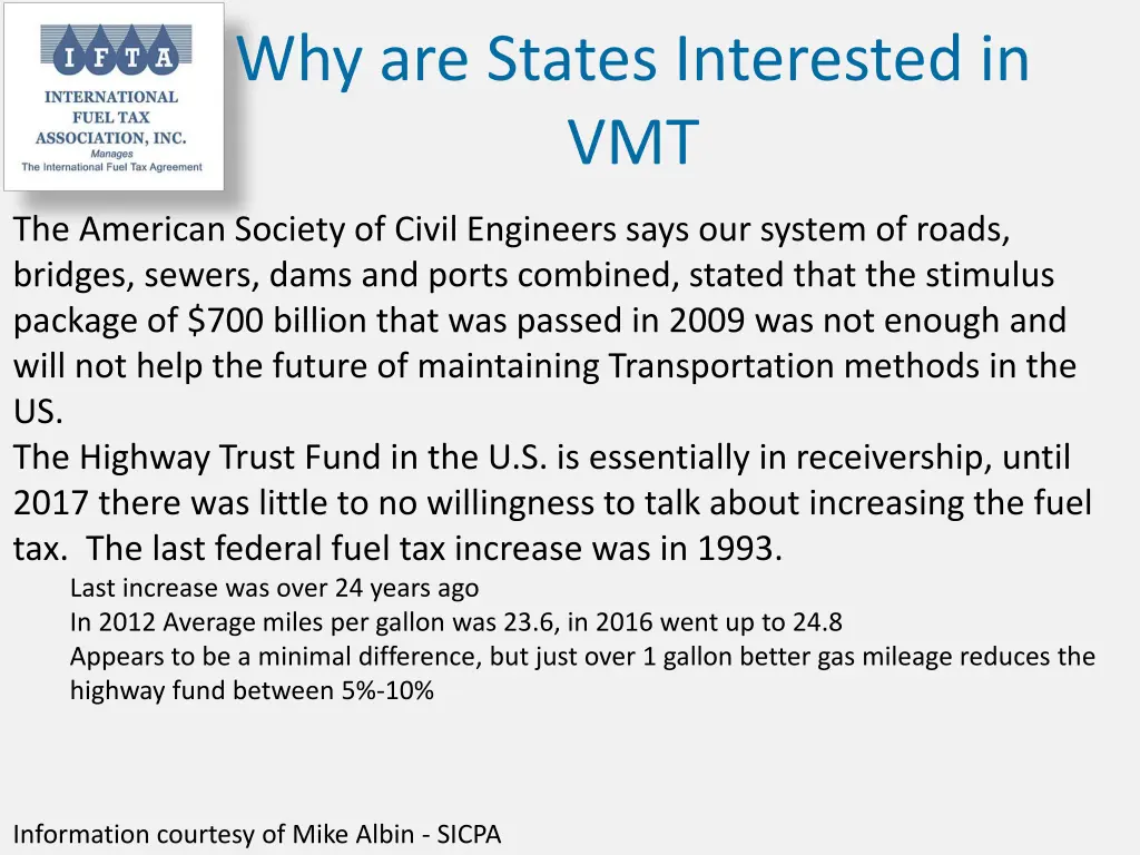 why are states interested in vmt