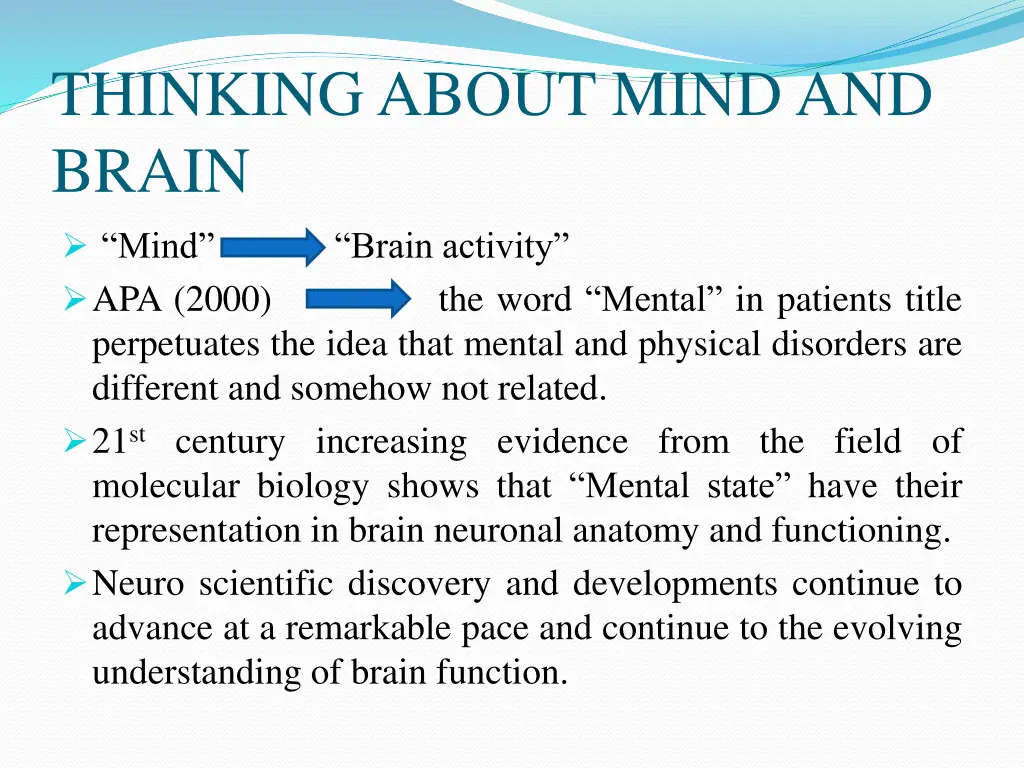 thinking about mind and brain