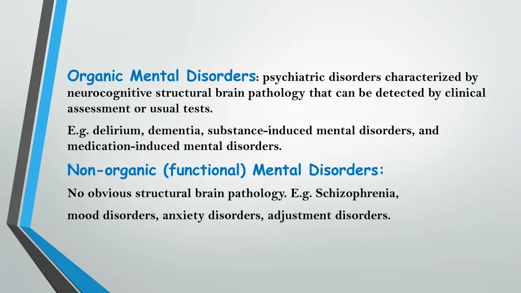 organic mental disorders psychiatric disorders