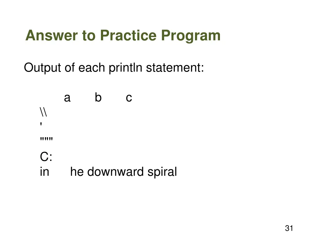 answer to practice program
