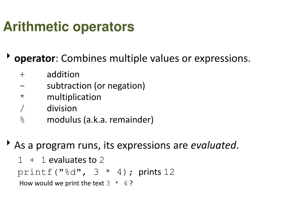 arithmetic operators