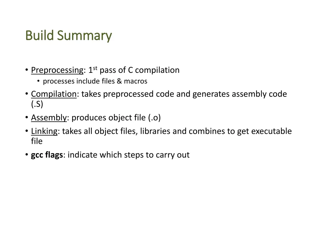 build summary build summary