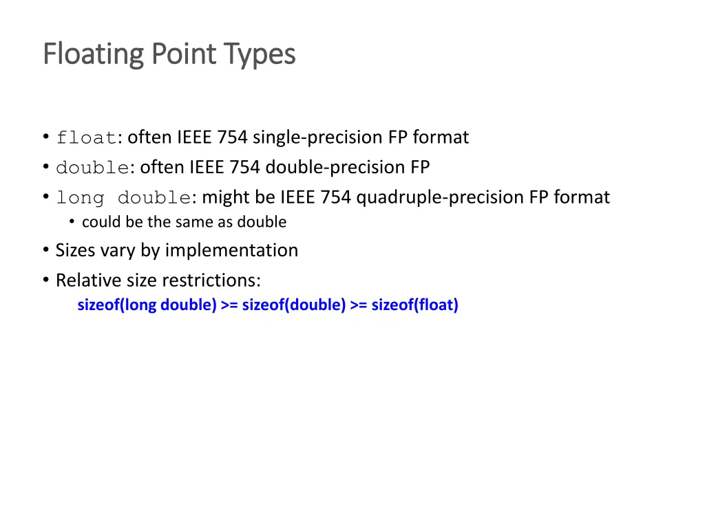 floating point types floating point types