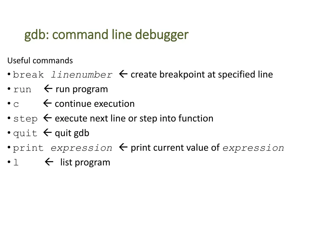 gdb gdb command line debugger command line
