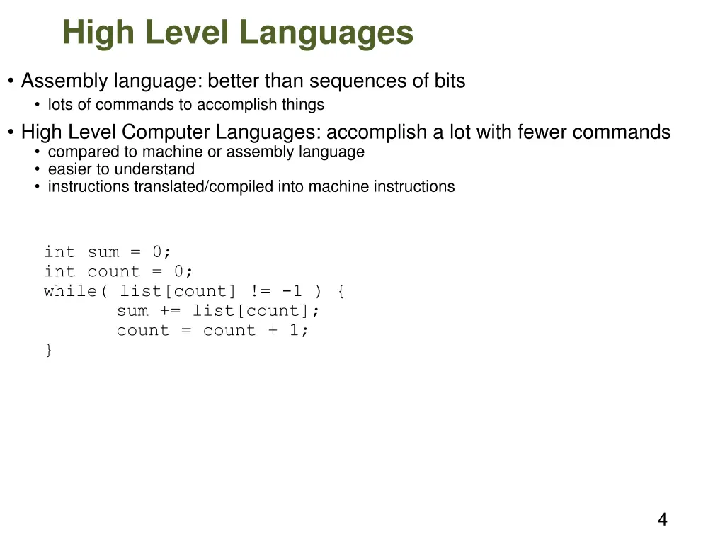 high level languages