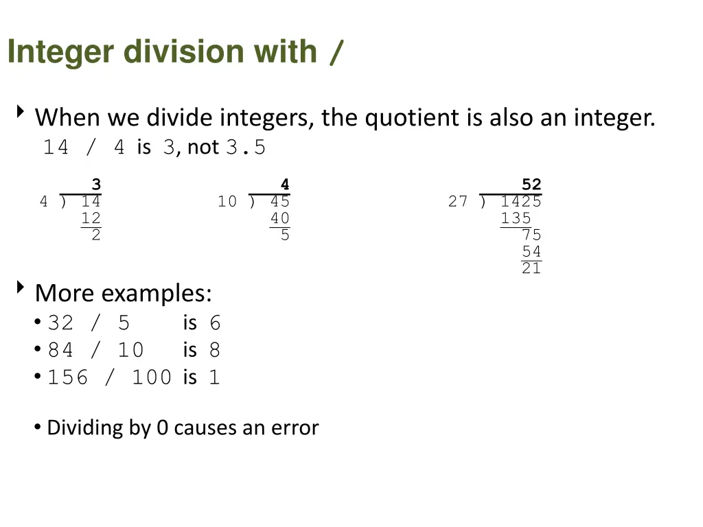 integer division with