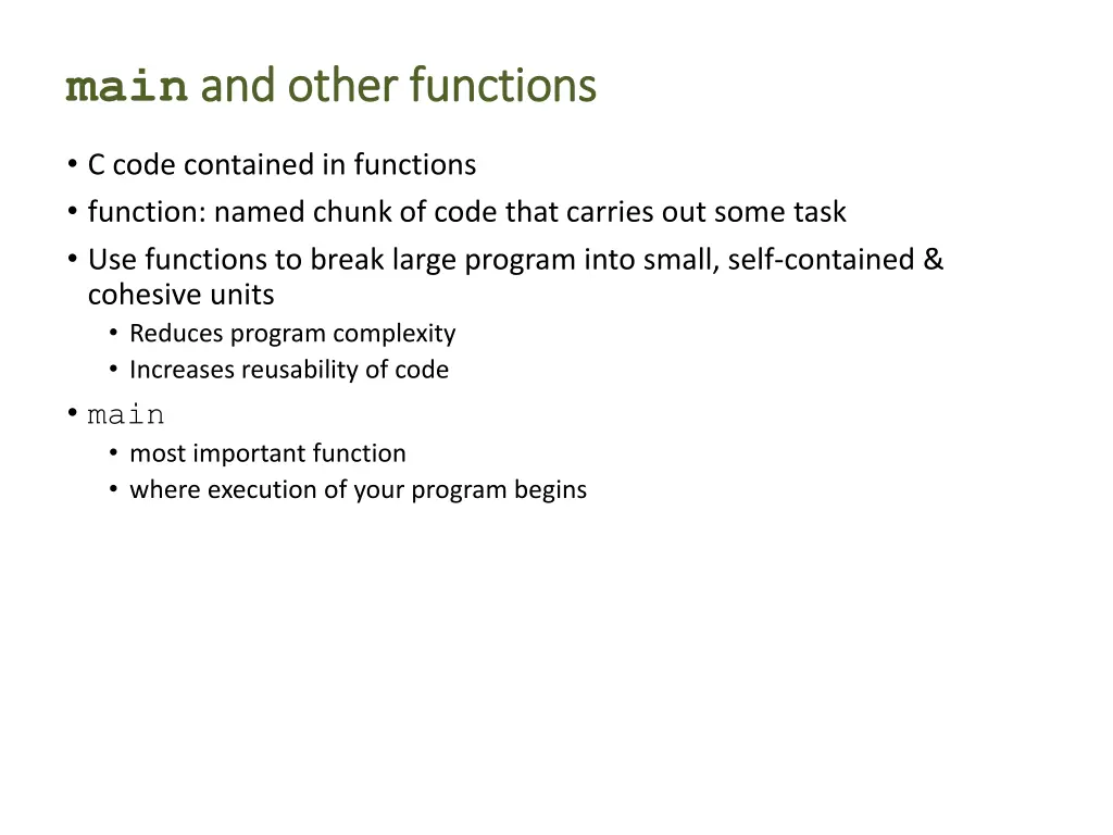 main and other functions and other functions