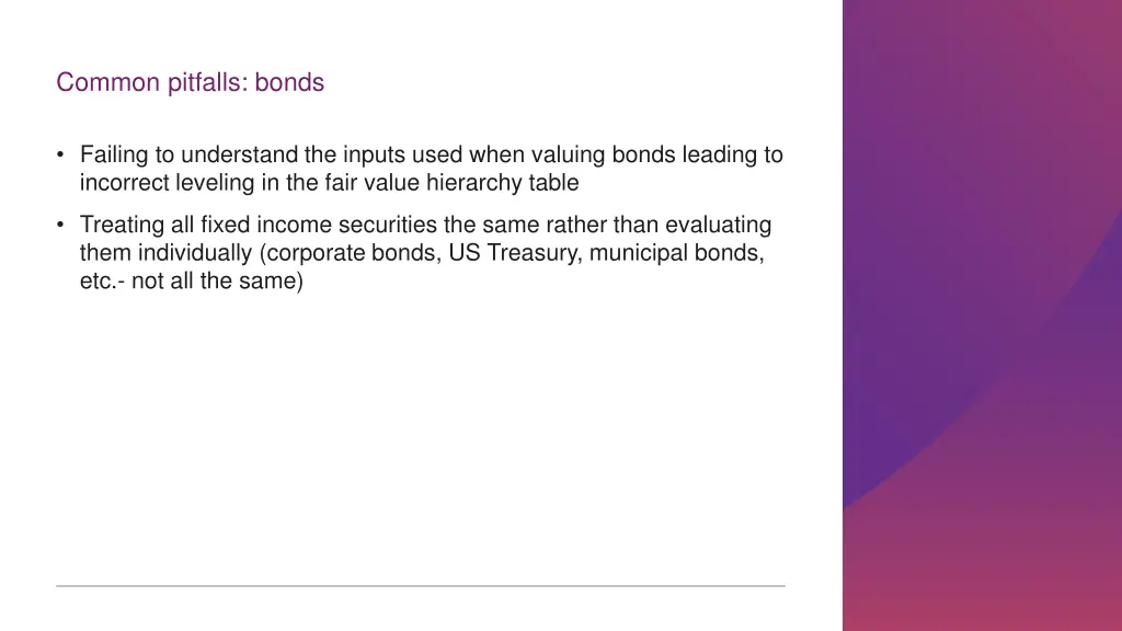 common pitfalls bonds