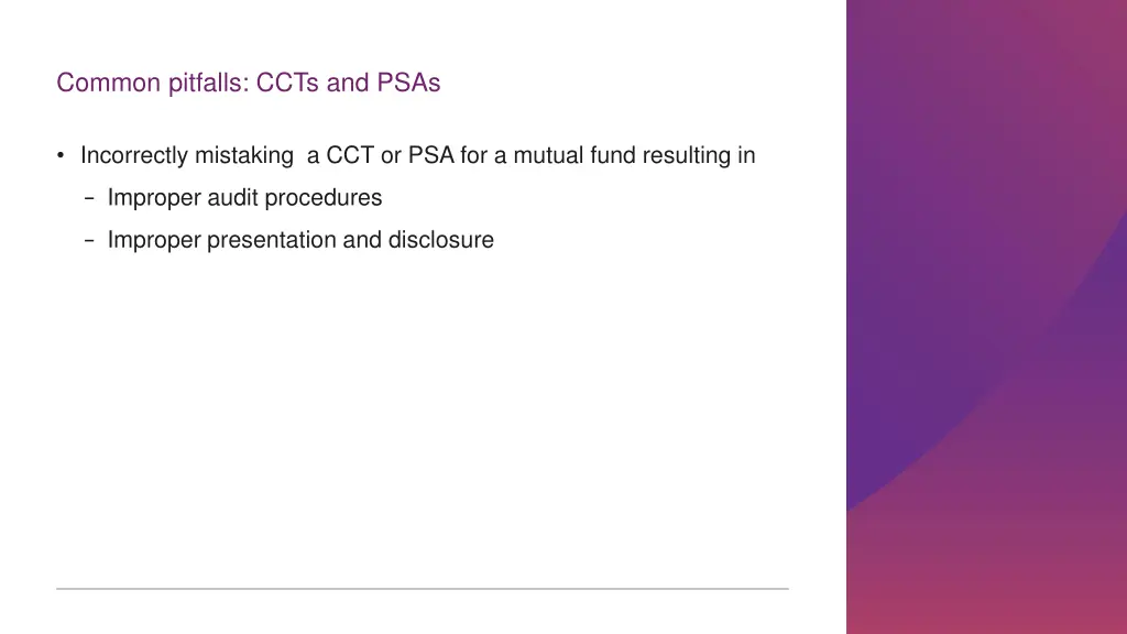 common pitfalls ccts and psas