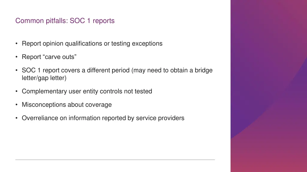 common pitfalls soc 1 reports
