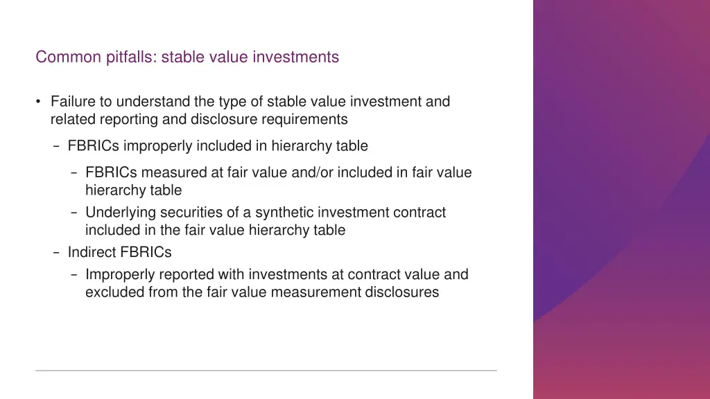 common pitfalls stable value investments