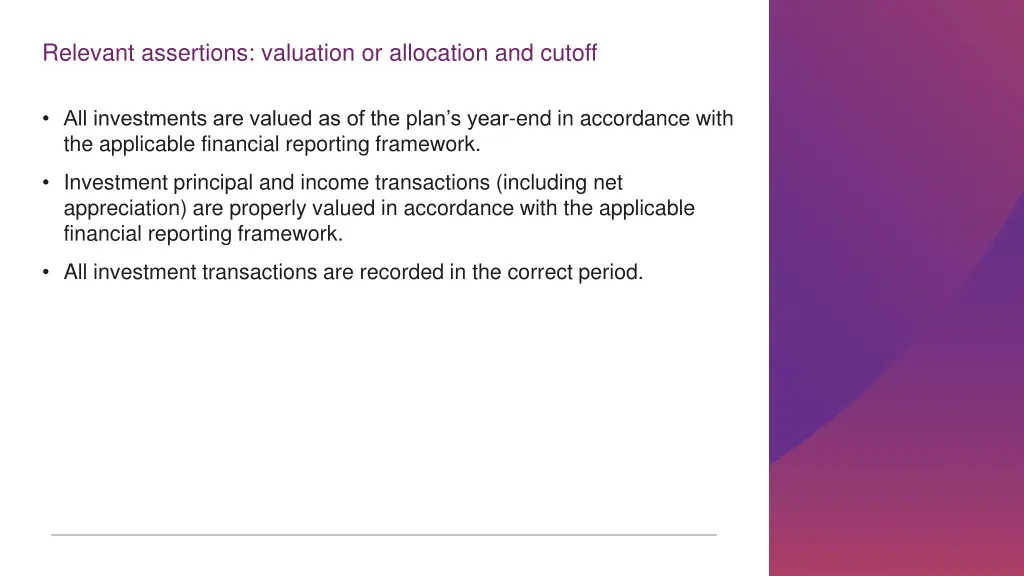 relevant assertions valuation or allocation