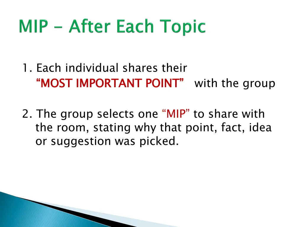 1 each individual shares their 2