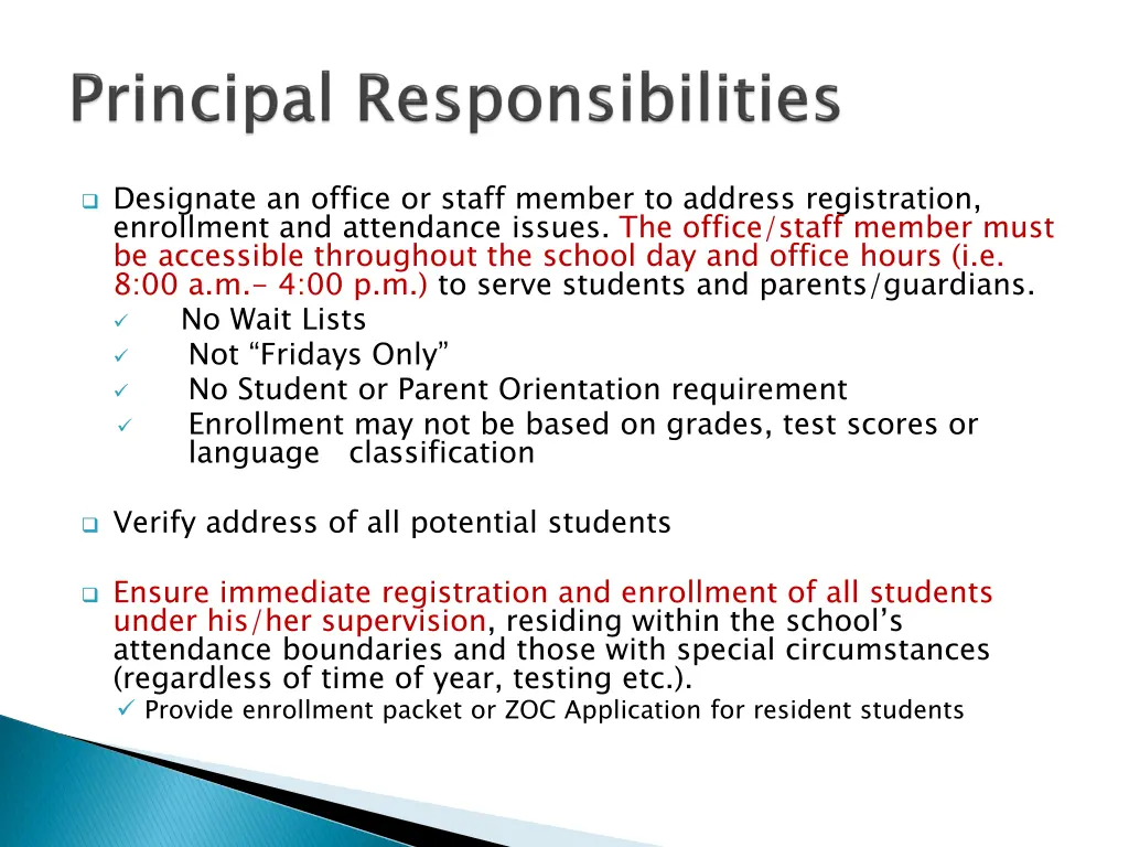 designate an office or staff member to address