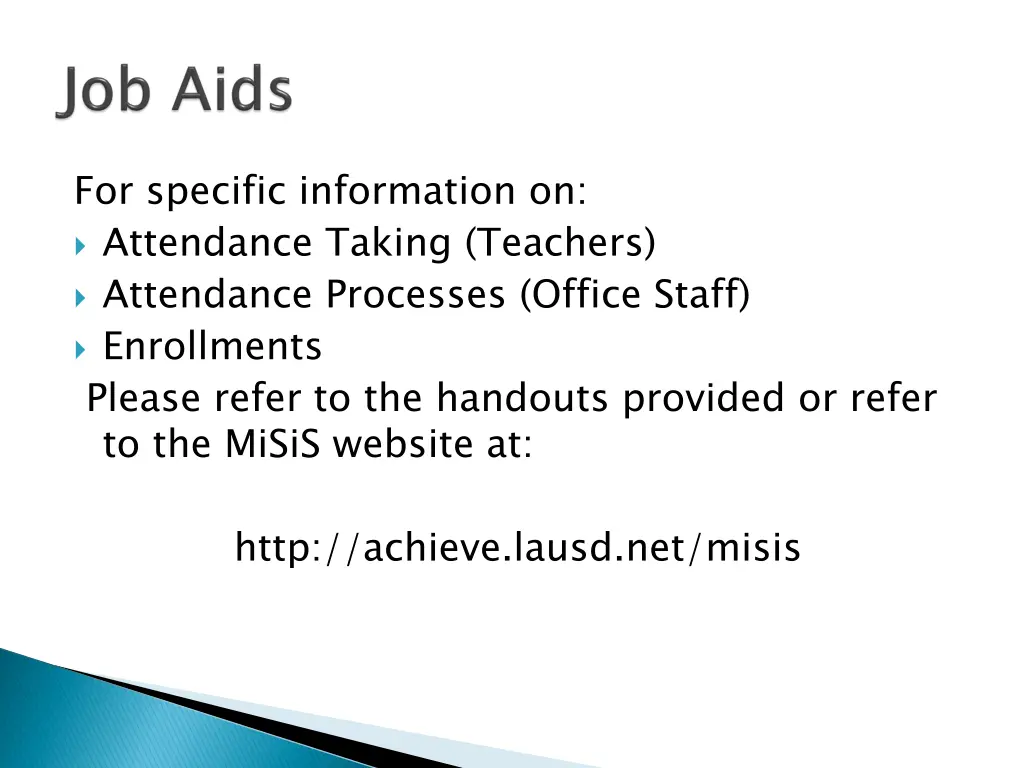 for specific information on attendance taking