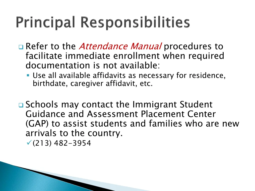 refer to the attendance manual procedures