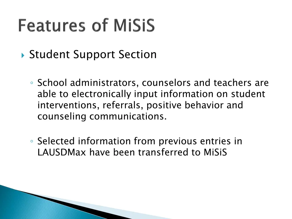 student support section