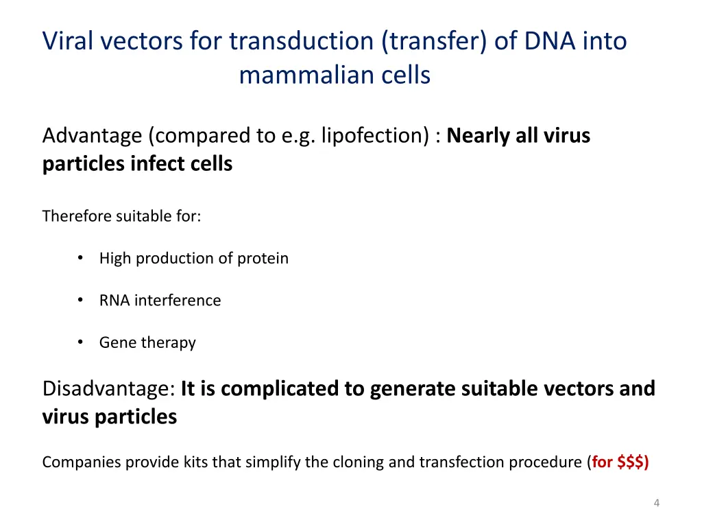viral vectors for transduction transfer 1