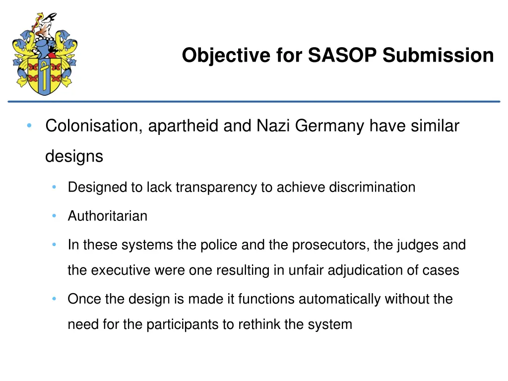 objective for sasop submission 1