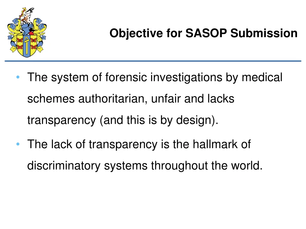 objective for sasop submission