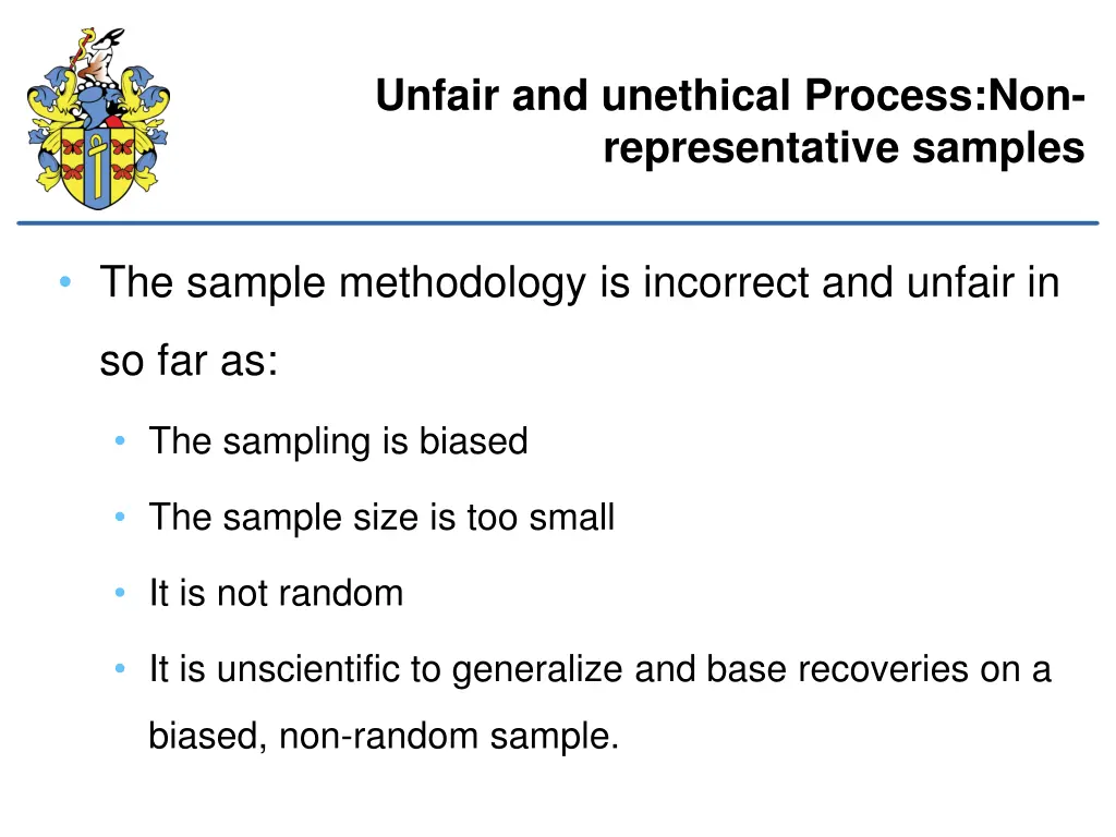 unfair and unethical process non representative