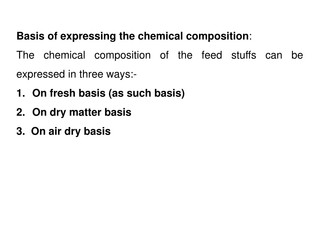 basis of expressing the chemical composition