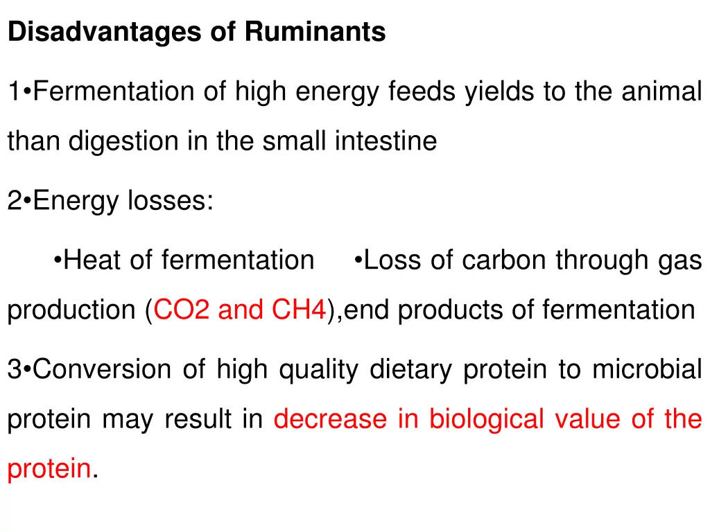 disadvantages of ruminants