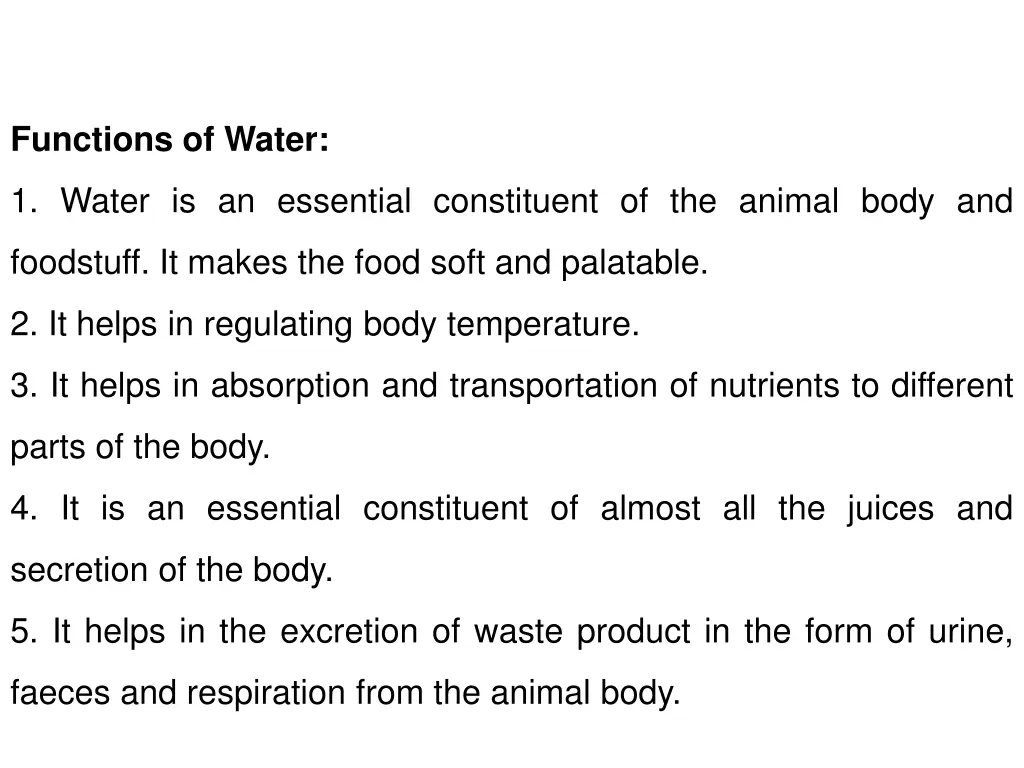 functions of water