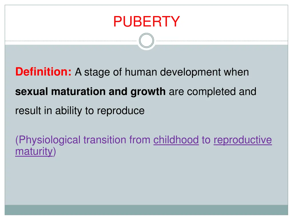 puberty