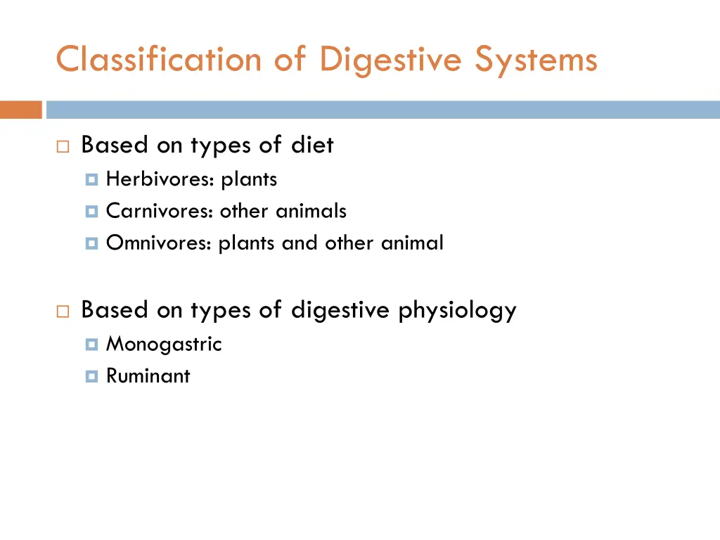classification of digestive systems