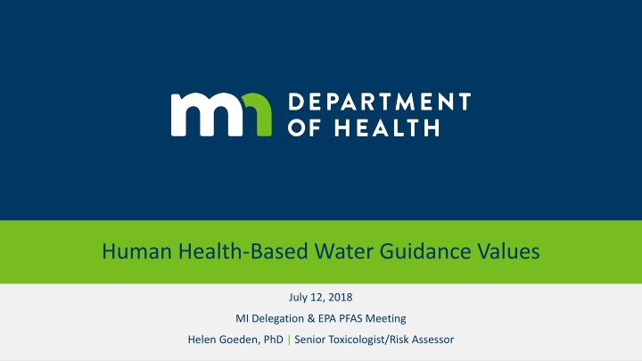 human health based water guidance values