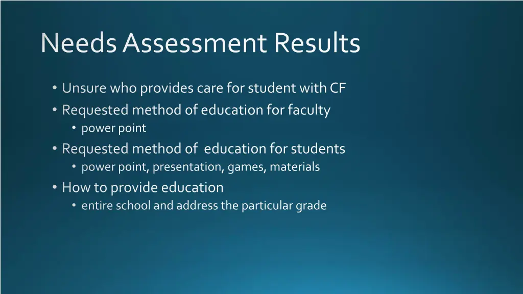 needs assessment results