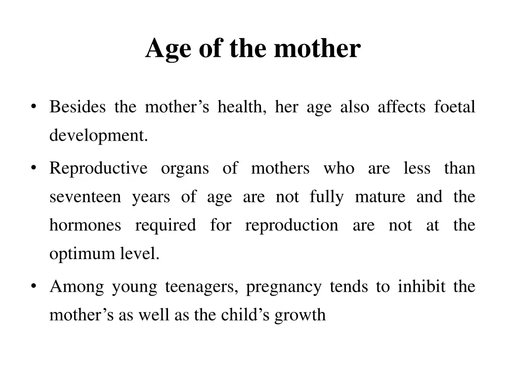 age of the mother