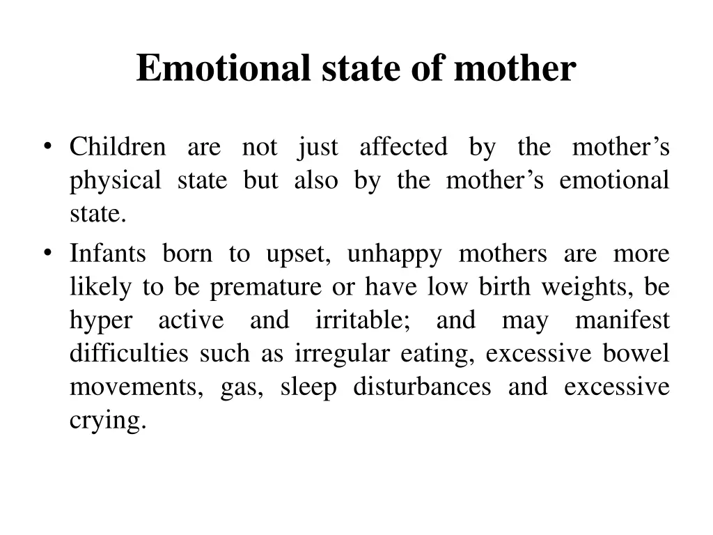 emotional state of mother