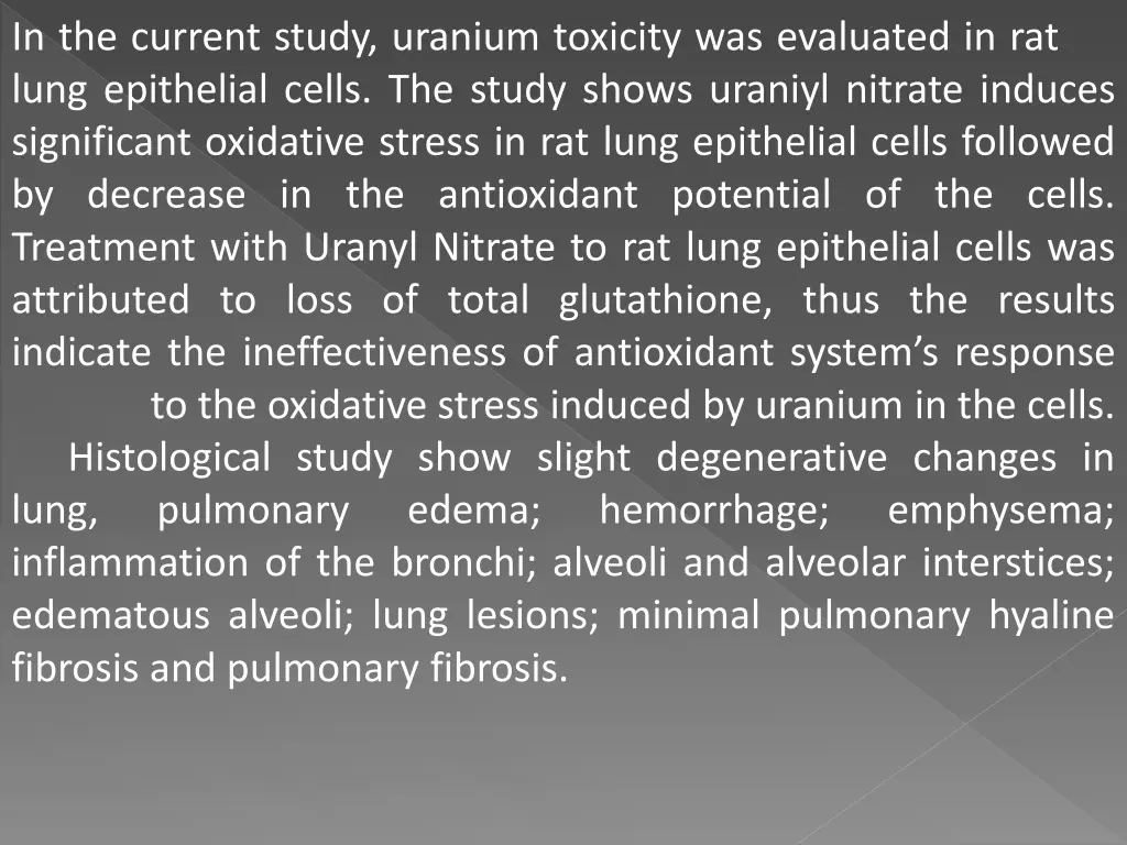 in the current study uranium toxicity
