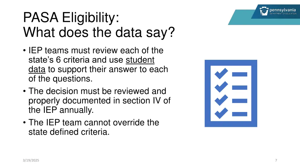 pasa eligibility what does the data say
