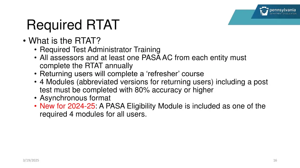 required rtat what is the rtat required test