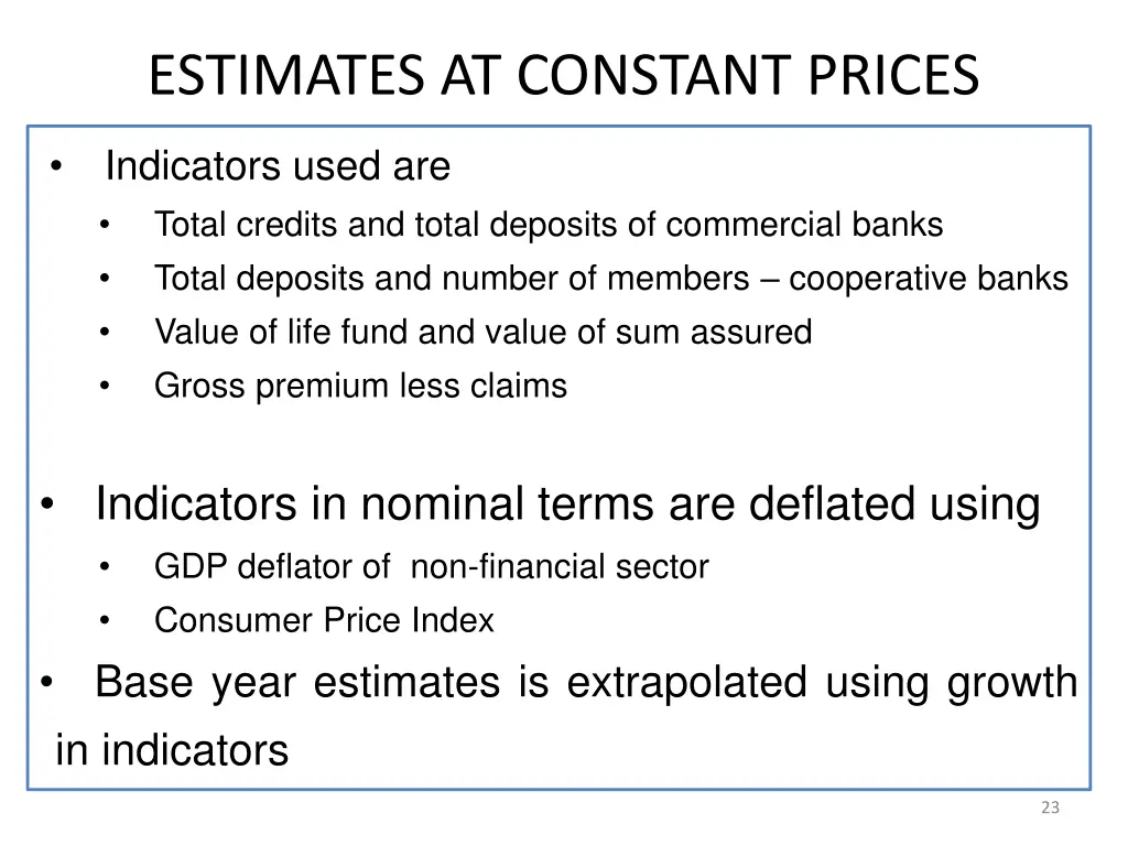 estimates at constant prices