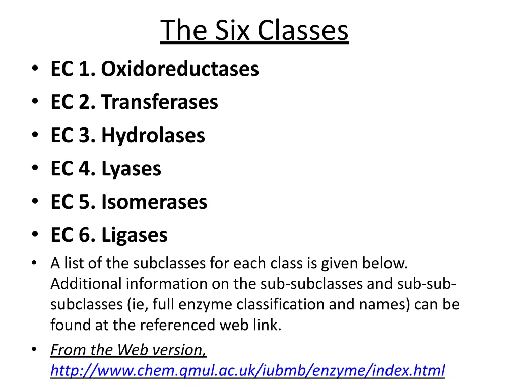the six classes