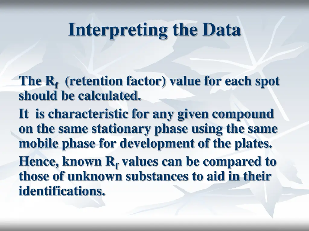 interpreting the data