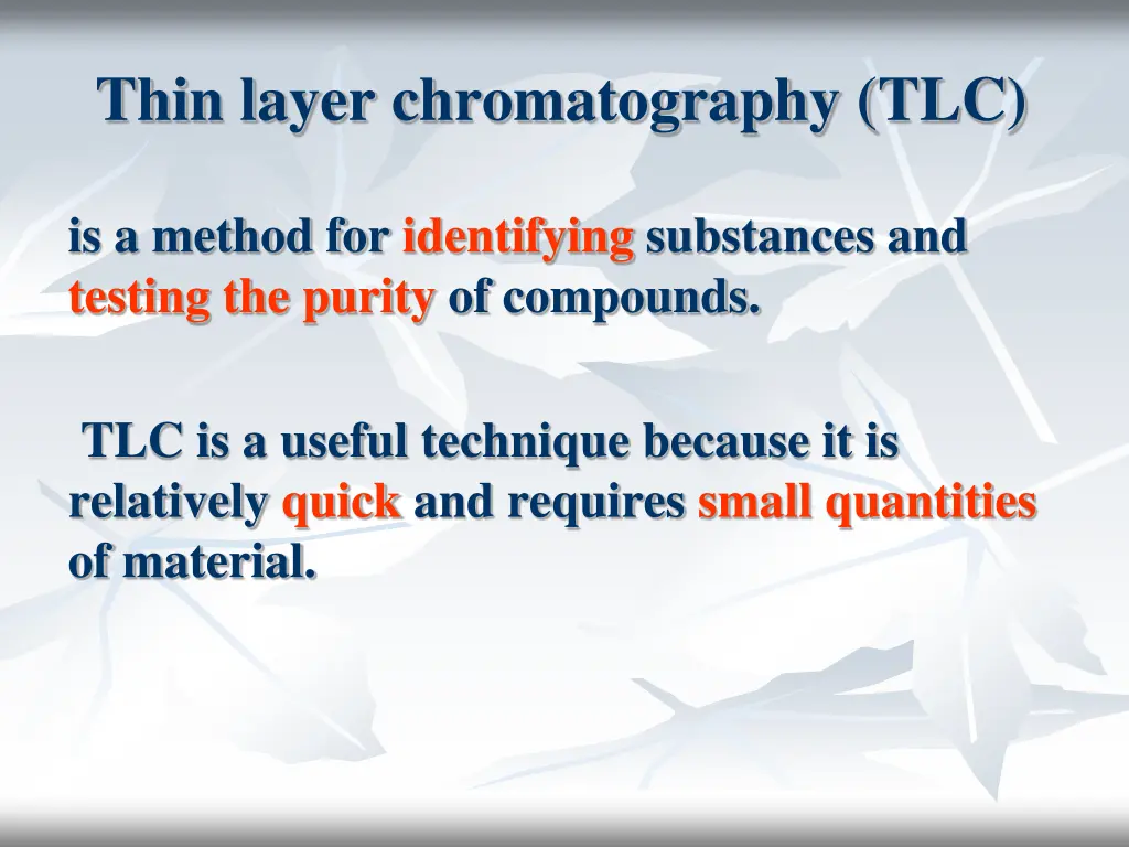 thin layer chromatography tlc