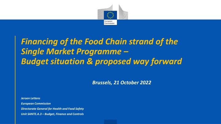 financing of the food chain strand of the single