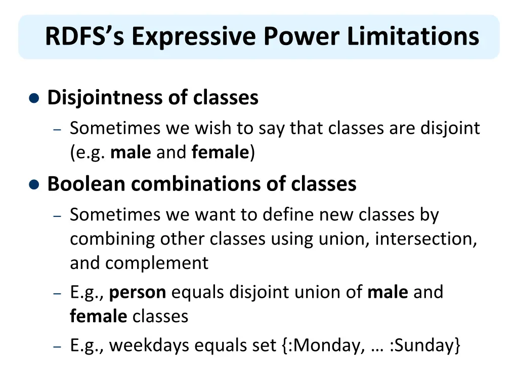 rdfs s expressive power limitations 1