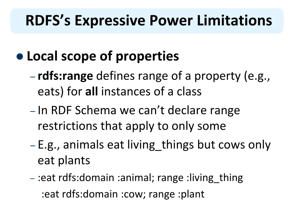 rdfs s expressive power limitations