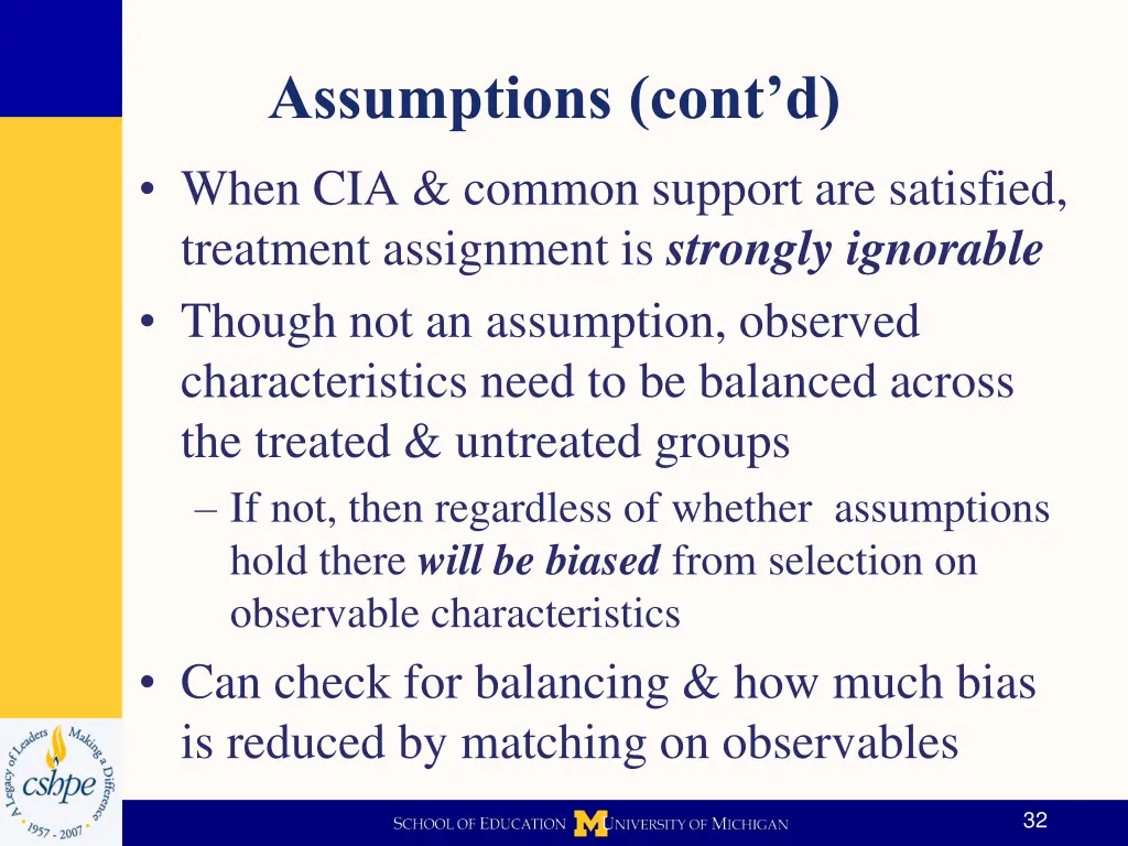assumptions cont d