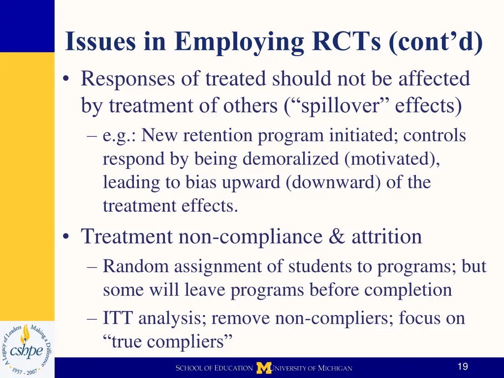 issues in employing rcts cont d responses