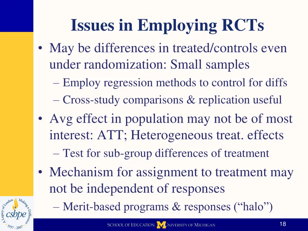 issues in employing rcts may be differences