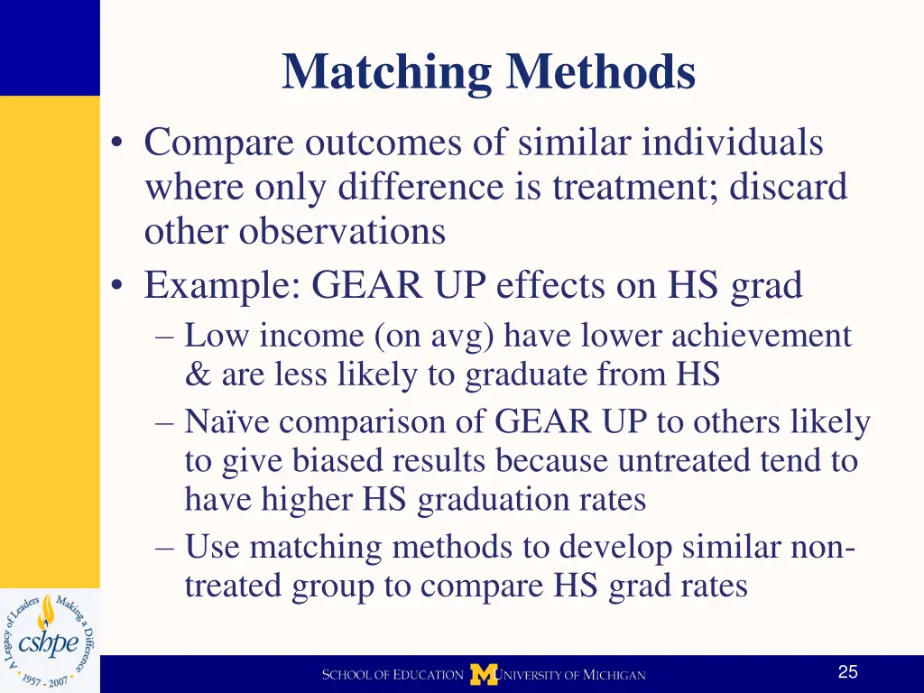 matching methods compare outcomes of similar