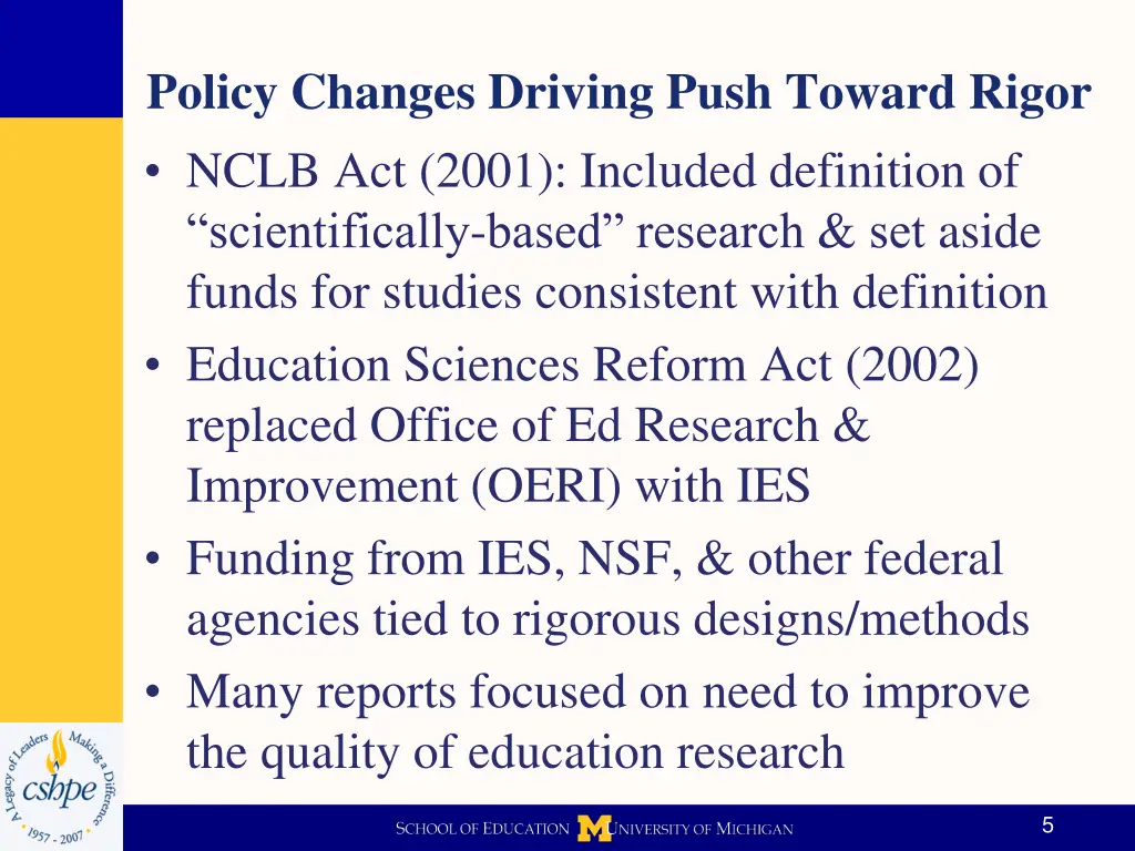 policy changes driving push toward rigor nclb
