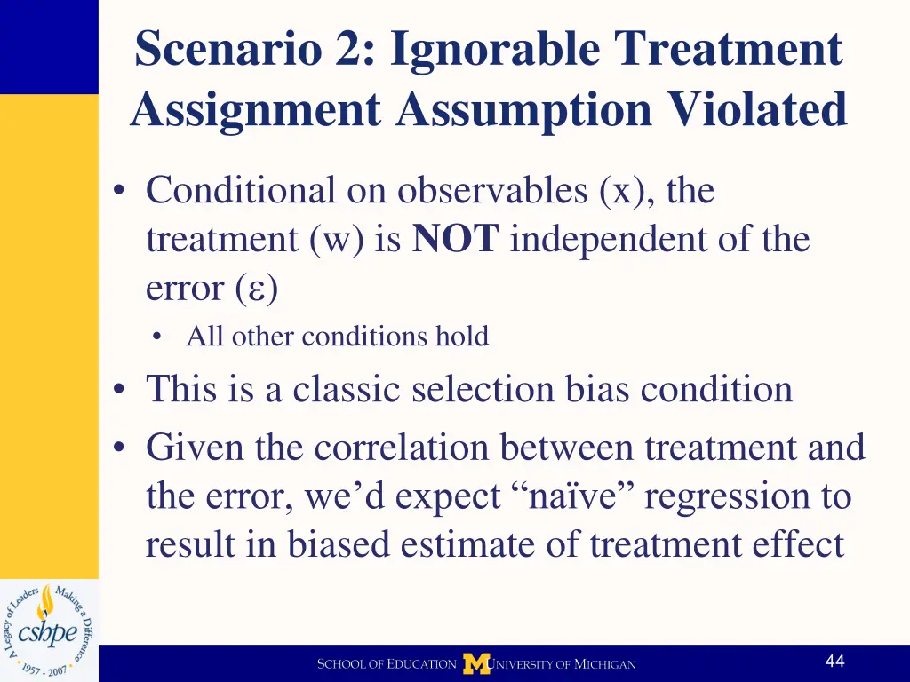 scenario 2 ignorable treatment assignment